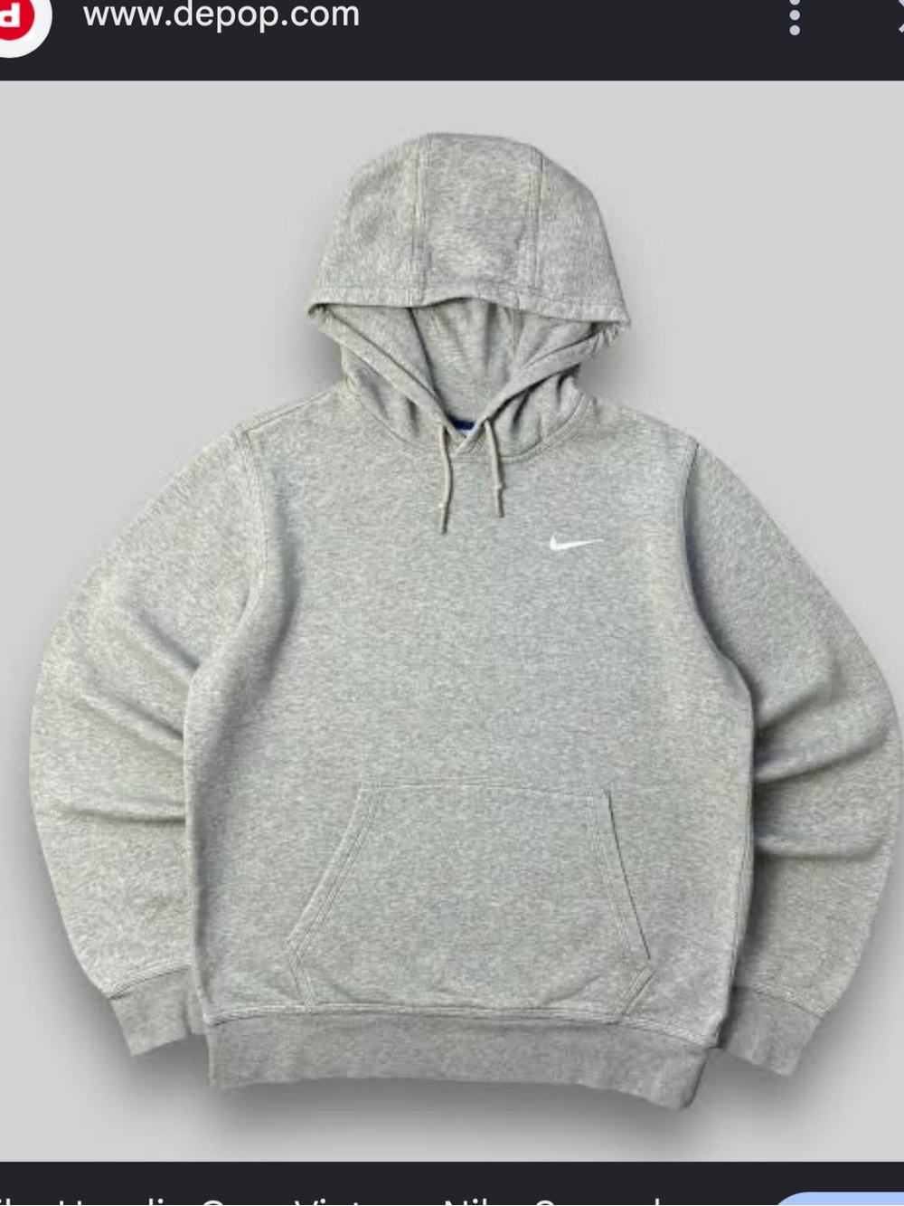 Nike Heather Gray Pullover Hoodie with Small Swoosh